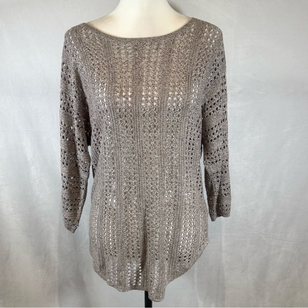 Express mocha brown lightweight open knit sweater size small